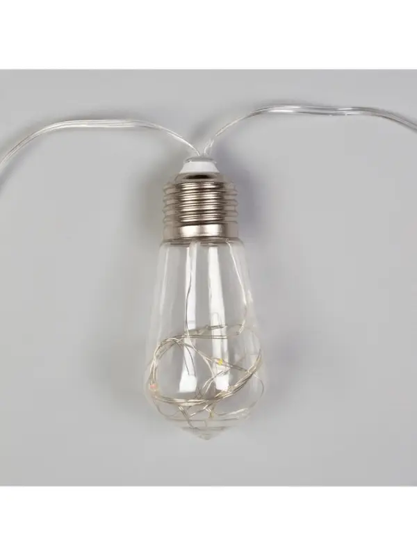 Гирлянда &laquo;Нить&raquo; 3 м с насадками &laquo;Лампа&raquo;, IP20, прозрачная нить, 80 LED, свечение тёплое белое, 8 режимов, 220 В