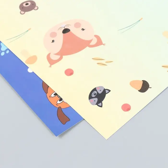 Бумага для скрапбукинга двусторонняя "Лесные звери и пёсики" плотность 180 гр 30,5х32 см