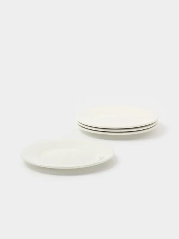 Тарелки Доляна White Label, набор 4 шт., d=20 см, утолщенный край, фарфор, белые