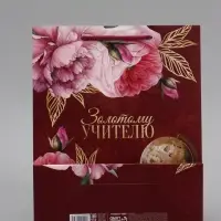 Пакет подарочный ламинированный, упаковка, &laquo;Золотому Учителю&raquo;, ML 21&times;25&times;8 см