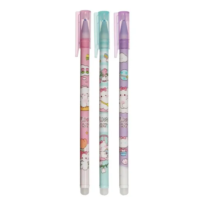 Ручка гелевая со стираемыми чернилами, стержень синий, 0.38 мм, корпус Ручка гелевая со стираемыми чернилами, стержень синий, 0.38 мм, корпус "Котик", МИКС