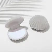 Футляр под кольцо, серьги &laquo;Ракушка&raquo;, бархатный, 6&times;5.5 см, серый