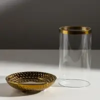 Подсвечник на 1 свечу &laquo;Моро&raquo;, керамика, стекло, d=8 см, золото, 12&times;12&times;17.2 см