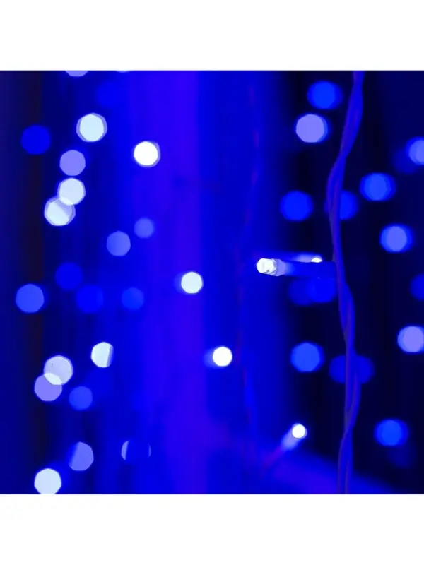 Гирлянда &laquo;Занавес&raquo; 2&times;6 м, IP44, УМС, белая нить, 1440 LED, свечение синее, 220 В