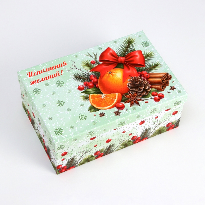 Набор подарочных новогодних коробок 10 в 1 Набор подарочных новогодних коробок 10 в 1 "Мандариновое счастье", 32,5 х 20 х 12,5 - 12 х 7 х 4 см. Новый год