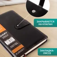 Ежедневник недатированный Calligrata, А5, в линейку, с хлястиком, 100 листов, обложка ПВХ, чёрный