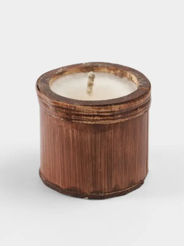 Свеча в бамбуке, 7&times;7&times;6 см, 100 мл, бежевая