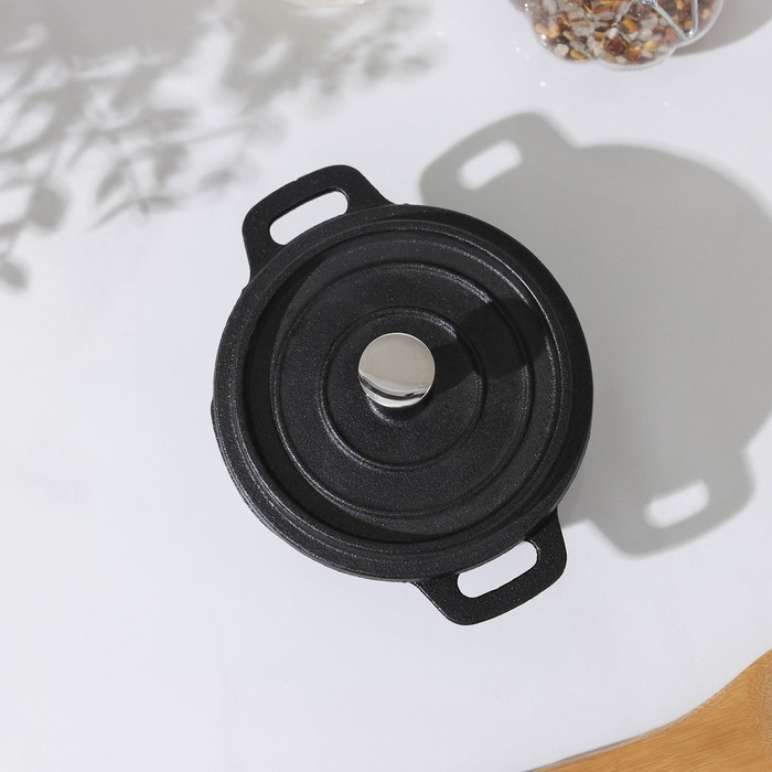 Кастрюля чугунная Volcano, 13×10×6 см, для подачи, цвет чёрный Кастрюля чугунная Volcano, 13×10×6 см, для подачи, цвет чёрный