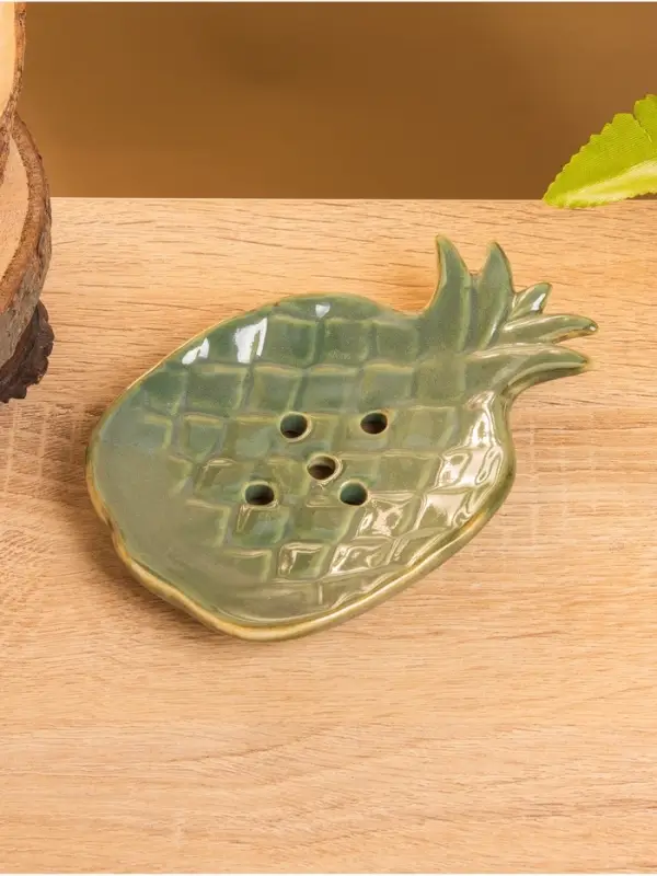 Мыльница &laquo;Ананас&raquo;, 13.5&times;9&times;2 см, керамика, зелёно-коричневая