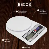 Весы кухонные Luazon LVK-704, электронные, до 7 кг, белые