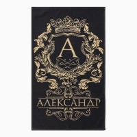 Полотенце махровое Этель "Александр" чёрный, 50х90см, 100% хлопок, 420гр/м2