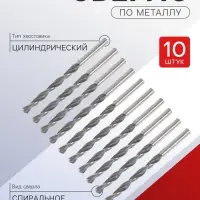 Сверло по металлу ТУНДРА, HSS, цилиндрический хвостовик, 5.5&times;95 мм, 10 шт.