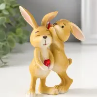 Сувенир полистоун "Зайчики с сердечком - хочешь расскажу секрет?" 12,5 см