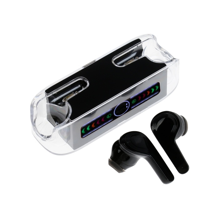 Наушники беспроводные KM12, TWS, вкладыши, BT 5.0, 30/200 мАч, прозрачные, чёрные Наушники беспроводные KM12, TWS, вкладыши, BT 5.0, 30/200 мАч, прозрачные, чёрные