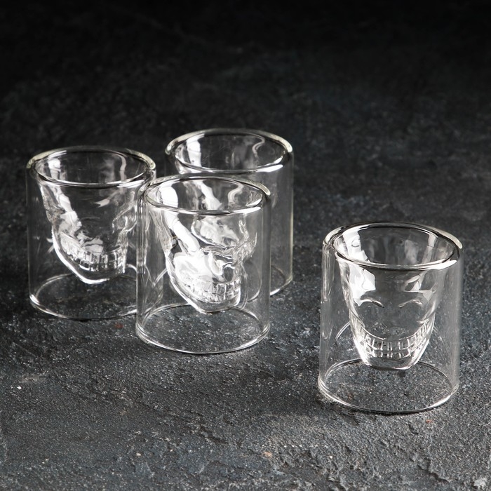 Набор стеклянных стопок Magistro «Череп. Хэллоуин», 25 мл, 4 шт Набор стеклянных стопок Magistro «Череп. Хэллоуин», 25 мл, 4 шт