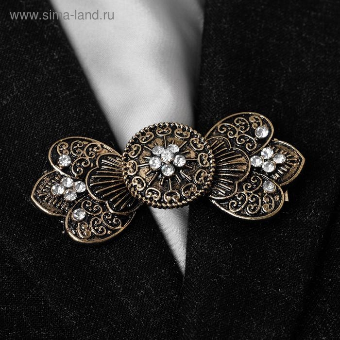 Зажим для кардигана «Лепесток», цвет белый в чернёном золоте Зажим для кардигана «Лепесток», цвет белый в чернёном золоте