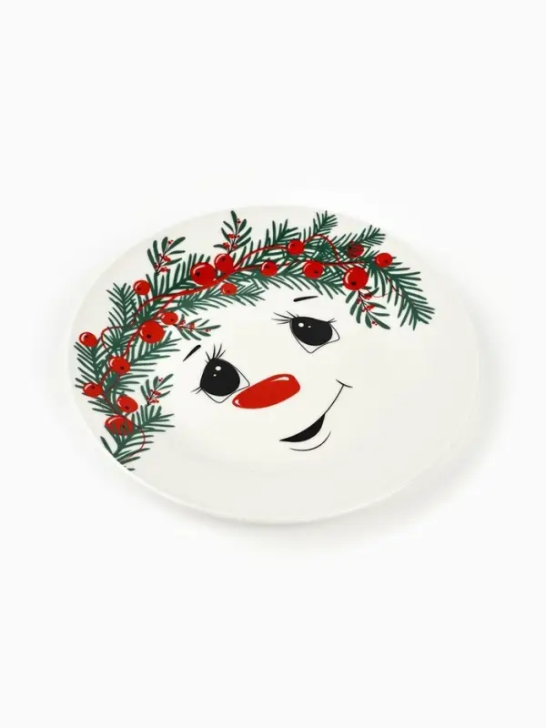 Тарелка плоская новогодняя &laquo;Снеговик Снежок&raquo;, d=20 см