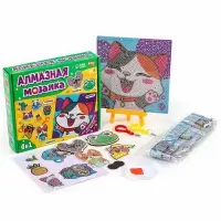 Алмазная мозаика 4в1 для детей. Создание стикеров, магнитов, брелоков и картины &laquo;Милые животные&raquo;, набор для творчества