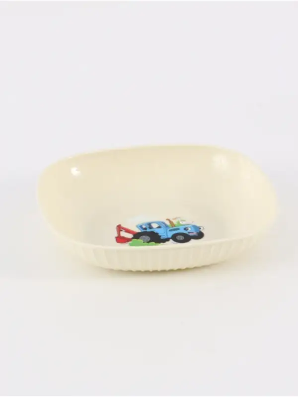 Тарелка пластиковая детская, 14.5&times;14.5 см, Синий трактор