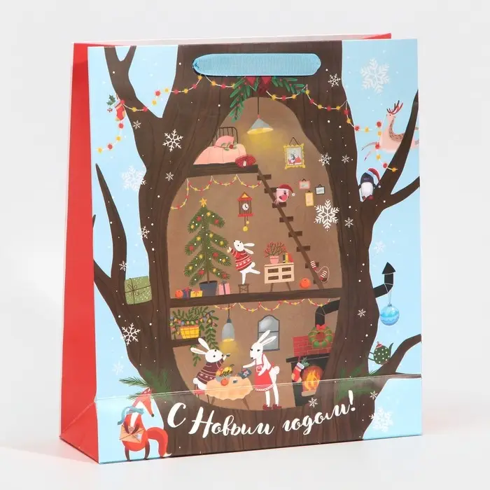 Пакет подарочный новогодний ламинированный «Новогодние приготовления», M 26 х 30 х 9 см
