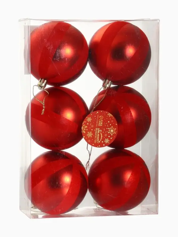 Ёлочные шары &laquo;Бархат&raquo;, новогодние, d=8 см, набор 6 шт., красный