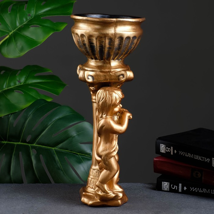 Фигурное кашпо Фигурное кашпо "Два мальчика с чашей", бронза 0,6л/ 15х17х37см