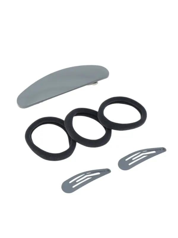 Набор для волос QF &laquo;Авиталь&raquo;, 3 резинки 6 см, заколка - автомат 9 см, 2 заколки 4.5 см, серый