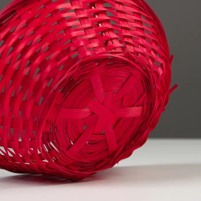 Корзина плетёная, бамбук, d=19xH5 см, красный