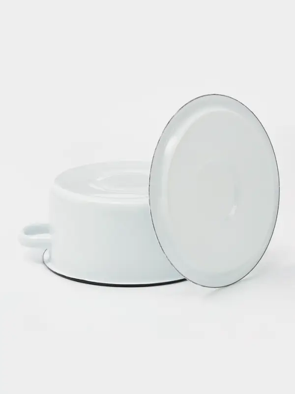 Кастрюля эмалированная, 2 л, d=19.5 см, с крышкой, без декора, белая