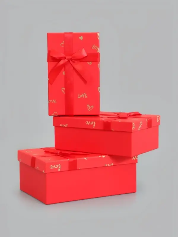 Набор подарочных коробок 3 в 1, с бантом, 23&times;16&times;9.5 см, 21&times;14&times;8 см, 19&times;12&times;6.5 см