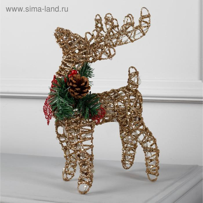 Светодиодная фигура «Олень золотистый» 25 × 30 × 10 см, металл, батарейки ААх3 (не в комплекте), свечение тёплое белое Светодиодная фигура «Олень золотистый» 25 × 30 × 10 см, металл, батарейки ААх3 (не в комплекте), свечение тёплое белое