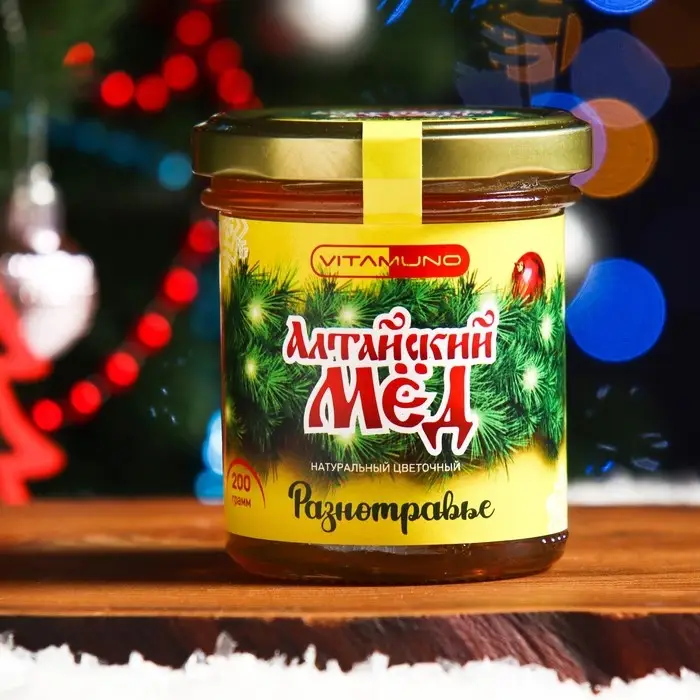 Новогодний мёд Алтайский Разнотравье Vitamuno, ветка, 200 г Новогодний мёд Алтайский Разнотравье Vitamuno, ветка, 200 г