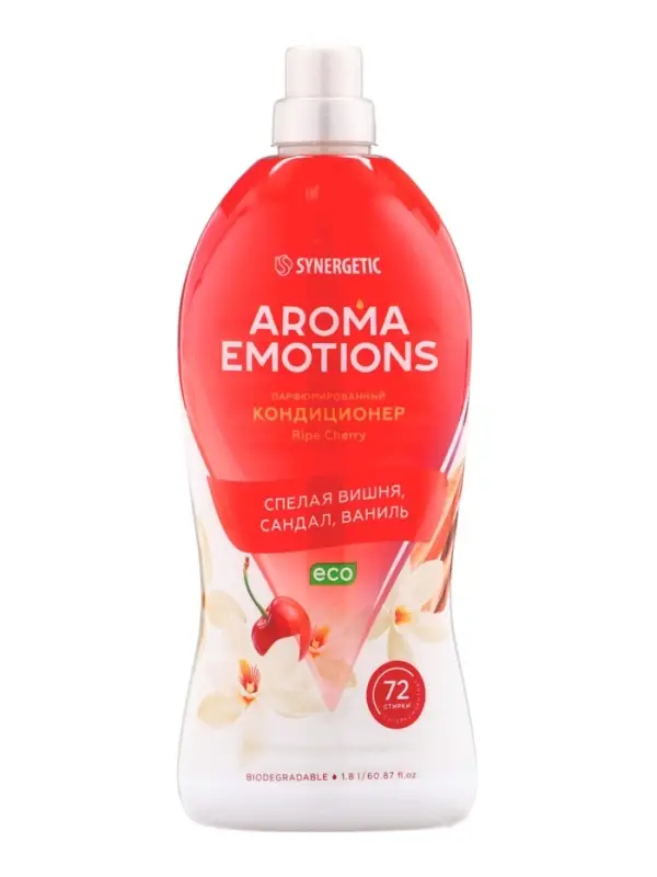 Кондиционер для белья парфюмированный SYNERGETIC вишня, сандал, ваниль, 1.8 л