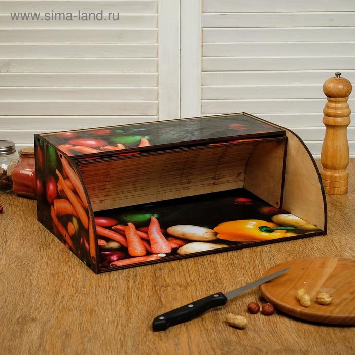 Хлебница деревянная Хлебница деревянная "Овощной ящичек", цветная, 37х27х14 см