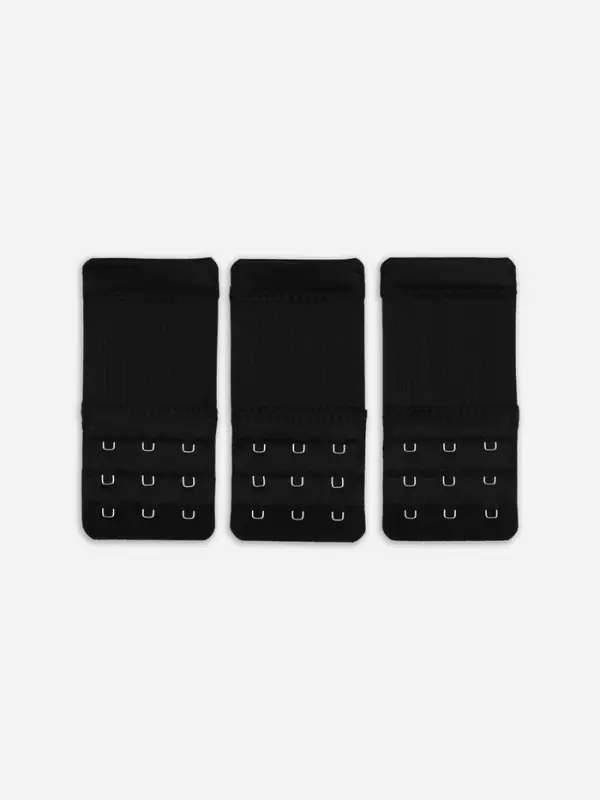 Застёжка для бюстгальтера, удлинитель, 3 ряда 3 крючка, 5&times;8.5 см, 3 шт., чёрная