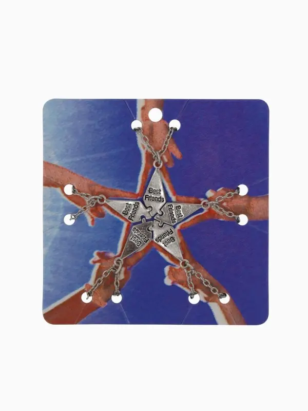 Кулоны парные на цепочке &laquo;Неразлучники. 5 пазлов&raquo;, L=45 см, набор 2 шт. цвет серебро