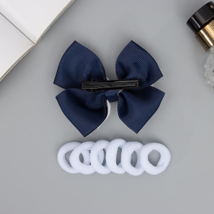 Набор для волос Набор для волос "Сьюзи" (зажим 8 см, 6 резинок 2,5 см) классика, сине-белый