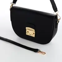 Сумка женская мессенджер TEXTURA на клапане, 23&times;6&times;15 см, чёрная