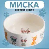 Миска &laquo;Важный пес&raquo;, 250 мл, 11.5&times;11.5&times;5 см, керамика, белая