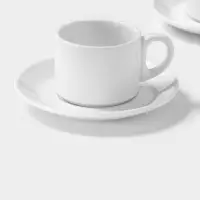 Чайный сервиз Magistro Basic bistro, 2 персоны, 4 предмета: 2 чашки 200 мл, 2 блюдца d=15 см, фарфор, белый