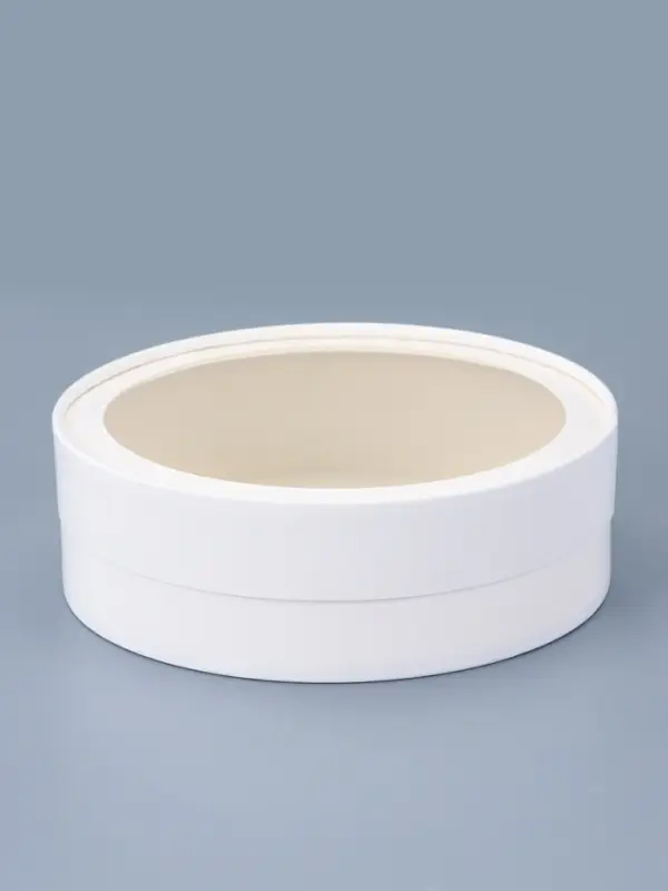 Коробка подарочная круглая с окном, завальцованная, белая, 18&times;6 см