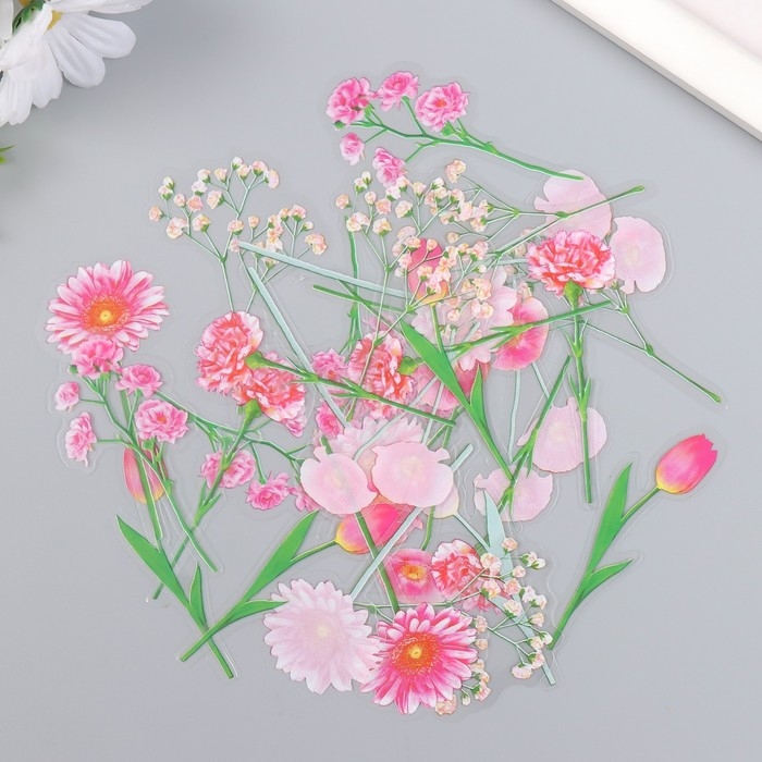 Набор наклеек Набор наклеек "Цветы. Розовый румянец" 30 шт 8,5х11 см