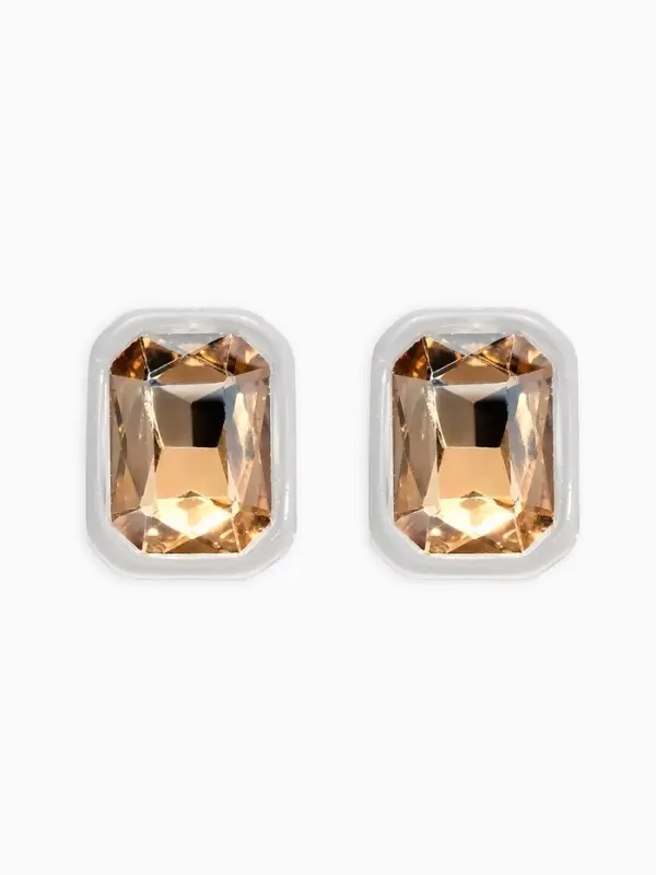 Серьги Серьги "Кристалл" прямоугольник грань, цвет прозрачно-золотой