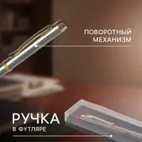Ручка подарочная Calligrata &laquo;Эксперт&raquo;, шариковая, поворотная, в пластиковом футляре, корпус серый с золотым