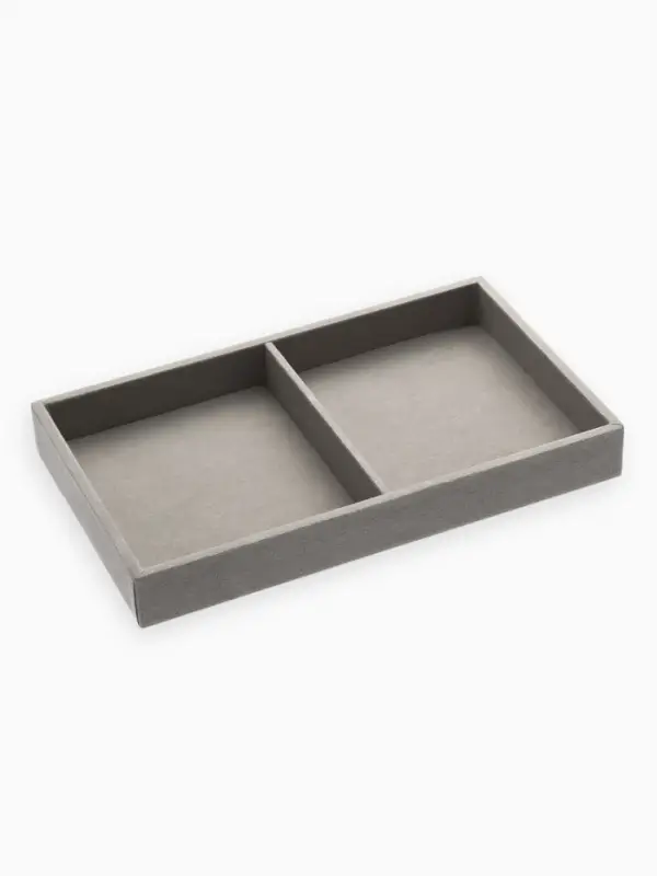 Подставка для украшений QF, 2 места, флок, 21&times;12.5&times;2.5 см, серая