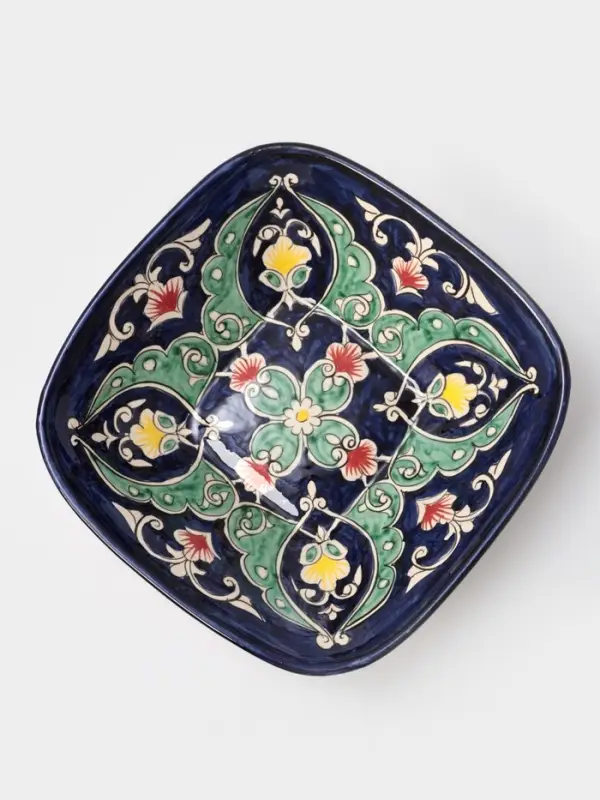 Салатник Риштанская Керамика &laquo;Цветы&raquo;, 19 см, синий, МИКС