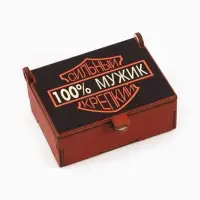 Коробка подарочная деревянная &laquo;100% мужик&raquo; 8.5&times;6&times;3.5 см