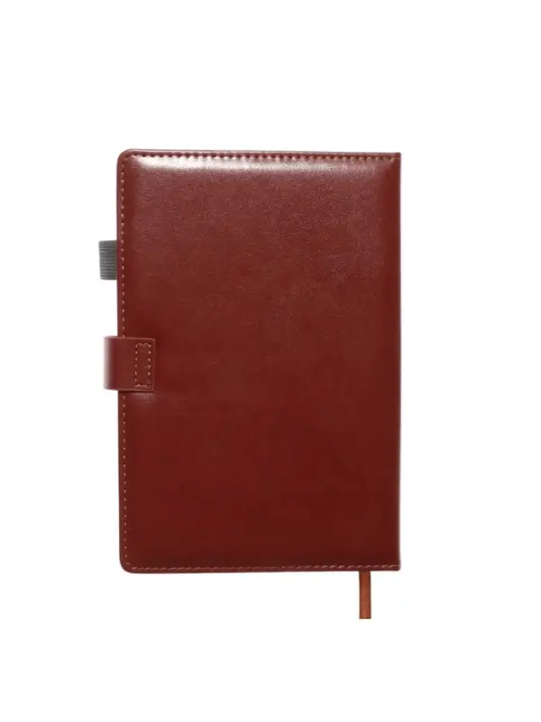 Ежедневник недатированный формат А5, с хлястиком, 112л, линия, держатель, пвх, Коричневый Ежедневник недатированный формат А5, с хлястиком, 112л, линия, держатель, пвх, Коричневый