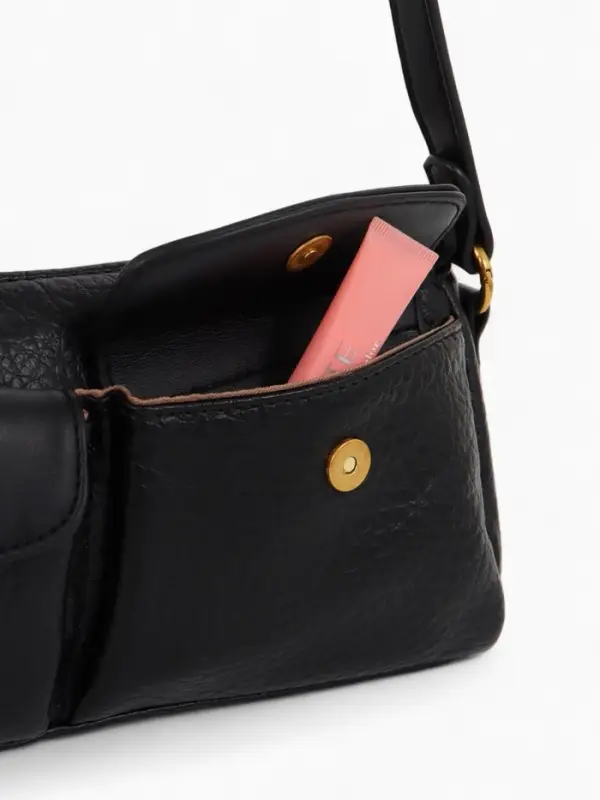 Сумка женская багет TEXTURA на молнии, 27&times;8&times;13 см, чёрная