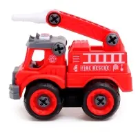 Конструктор винтовой &laquo;Пожарный транспорт&raquo;, набор 2 штуки, с отверткой, 59 деталей